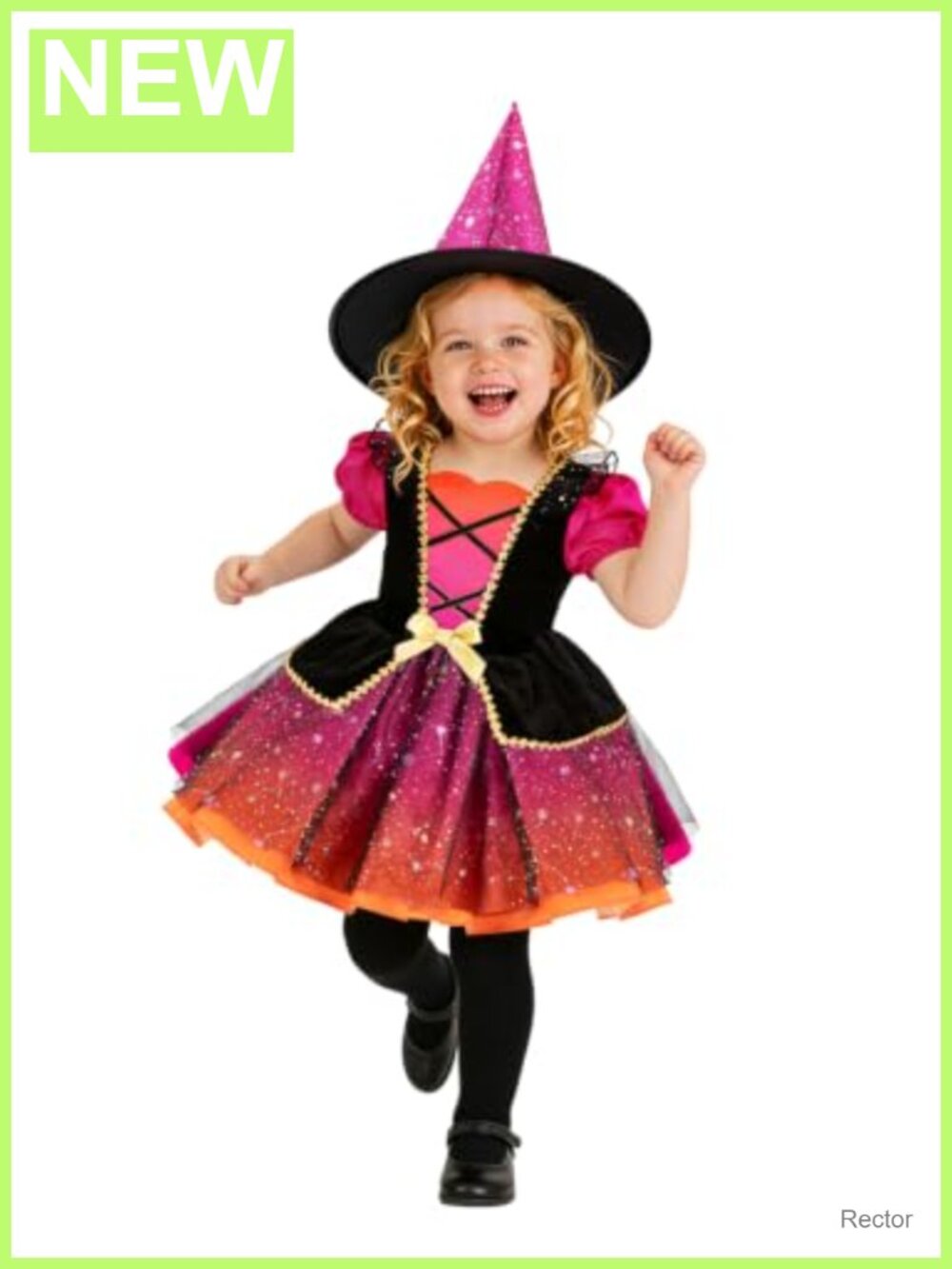 Toddler Witch Costume Set Dress & Hat Halloween Kids
